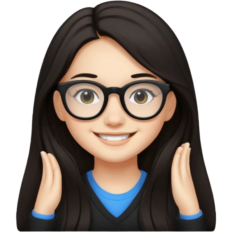 ragazzina di 16 anni mora capelli lunghi con occhiali neri emoji