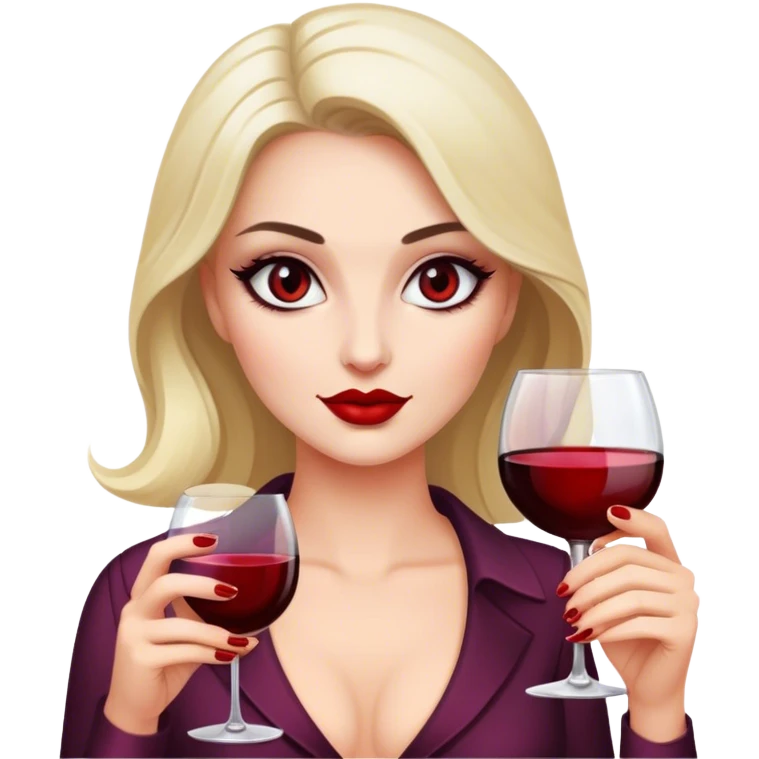 the femme fatale with dark eyes and a glass of wine in her hand emoji