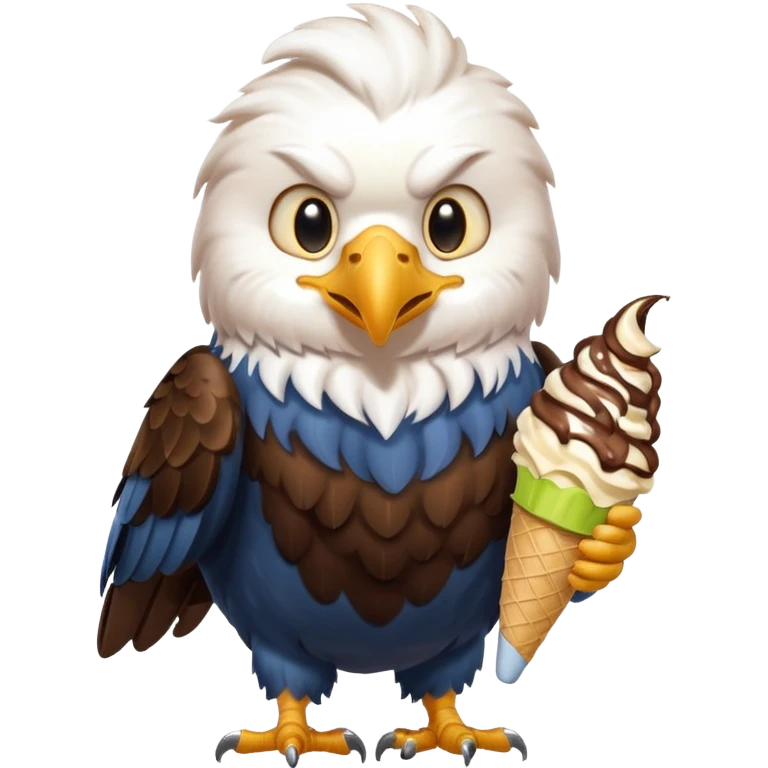 Cute eagle eating ice cream emoji