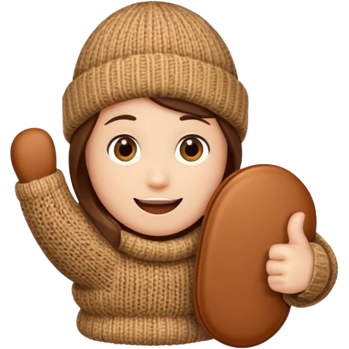 thumbs up in brown knit mitten emoji