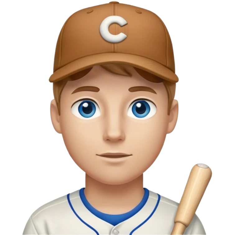 white college guy with light brown hair blue eyes with baseball cap on emoji
