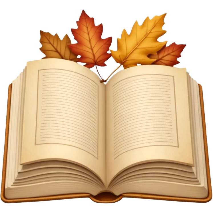 beige autumn open book with leaves on it emoji