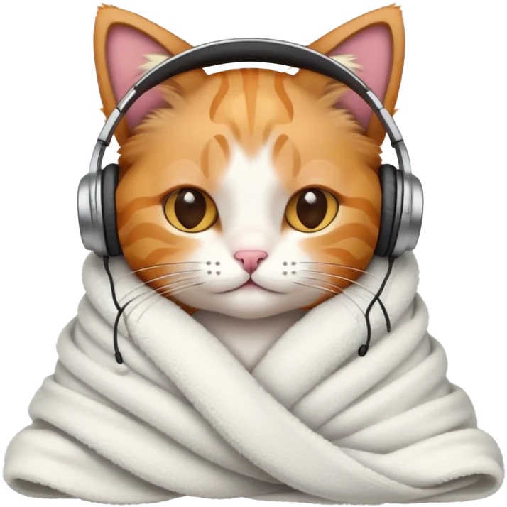 cat wearing headphones in a blanket  emoji