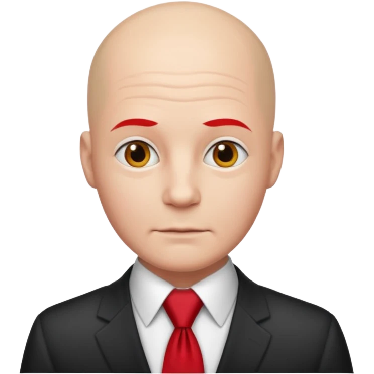 bald with red necktie, white emoji