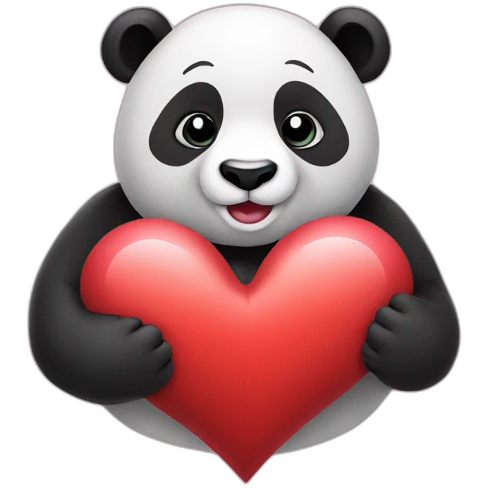 Panda holding a heart emoji