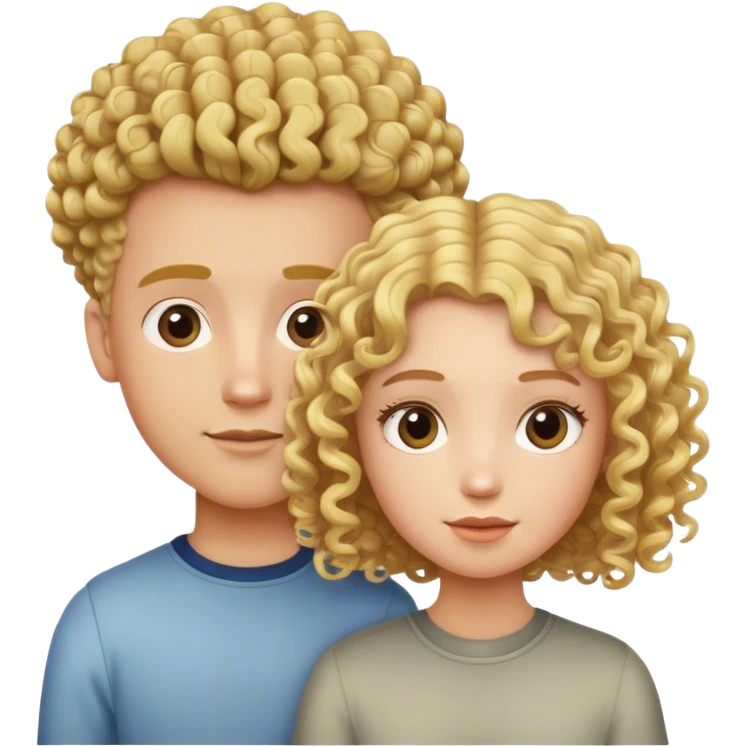 Buzz head boy and curly blond hair girl duo emoji
