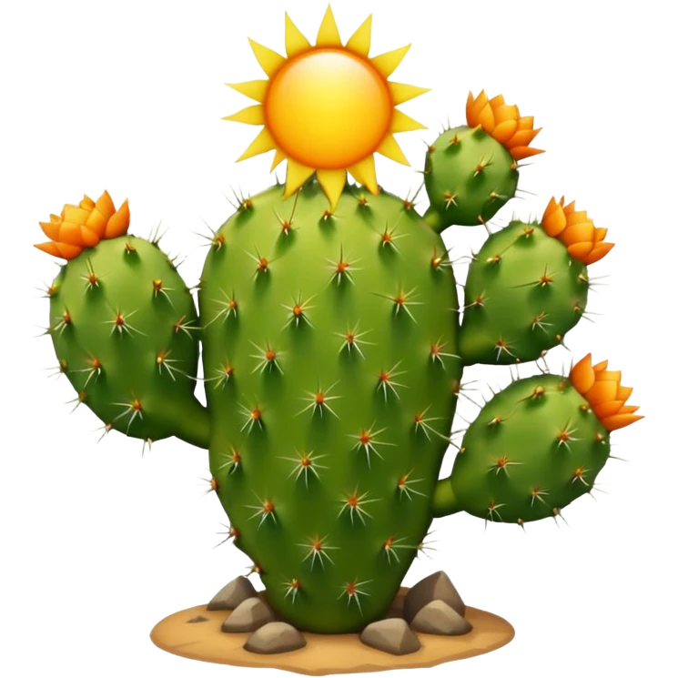 prickly pear cactus with sun in background emoji