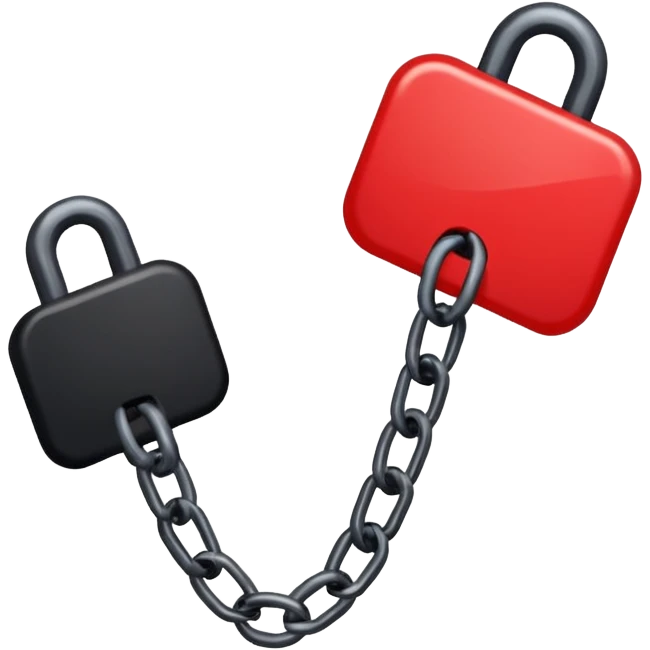 iOS sticker, broken chain, black links, red break, minimal emoji