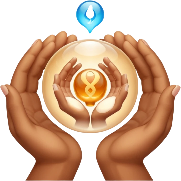 two hands gently holding an embryo symbol emoji