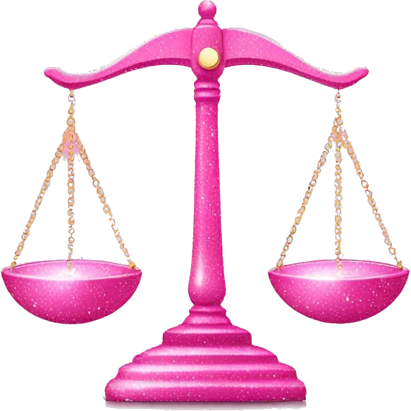 Pink balance scale with sparkles emoji