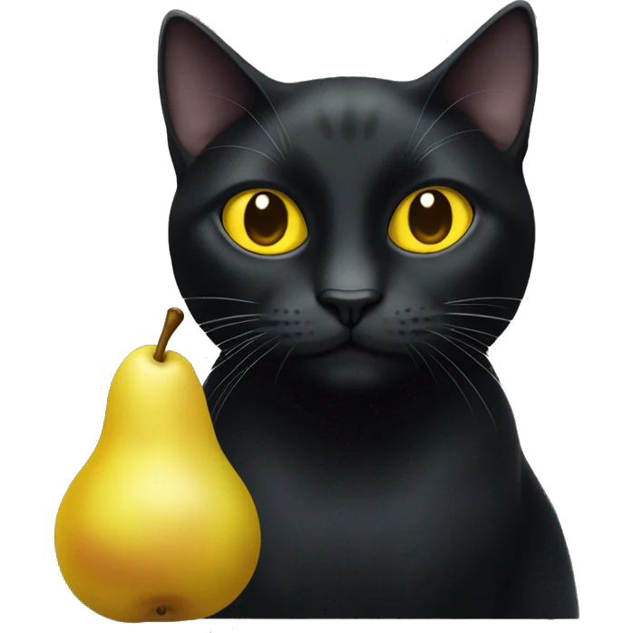black cat with yellow eyes and a white spot on his pears emoji