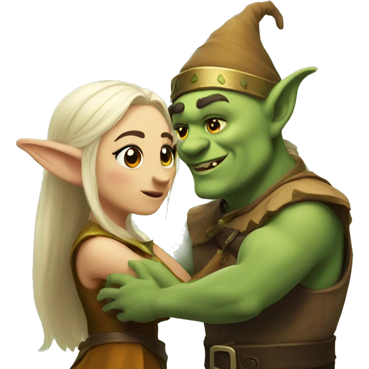 Ogre and elf in love emoji