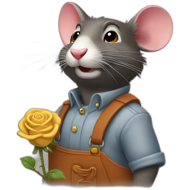 Raton laveur tenant une rose emoji