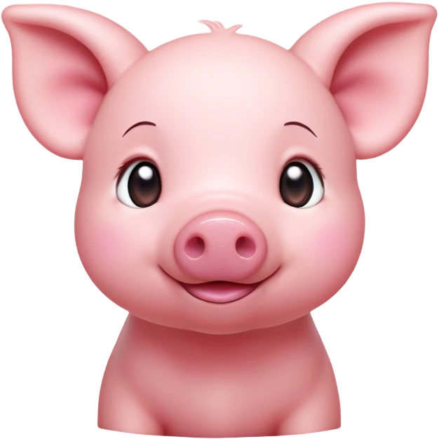 Cinematic Cute Piglet Portrait Emoji, Head tilted playfully and inquisitively, featuring a delicate rosy-pink hide with an adorably tiny snout and subtle sheen, round, sparkling beady eyes filled with boundless curiosity, Simplified yet irresistibly adorable features, highly detailed, glowing with a warm, friendly glow, high shine, affectionate and spirited, stylized with a touch of whimsical charm, bright and endearing, soft glowing outline, capturing the essence of a mischievous yet loving piglet, so playful it feels like it could nibble out of the screen and into your arms! emoji