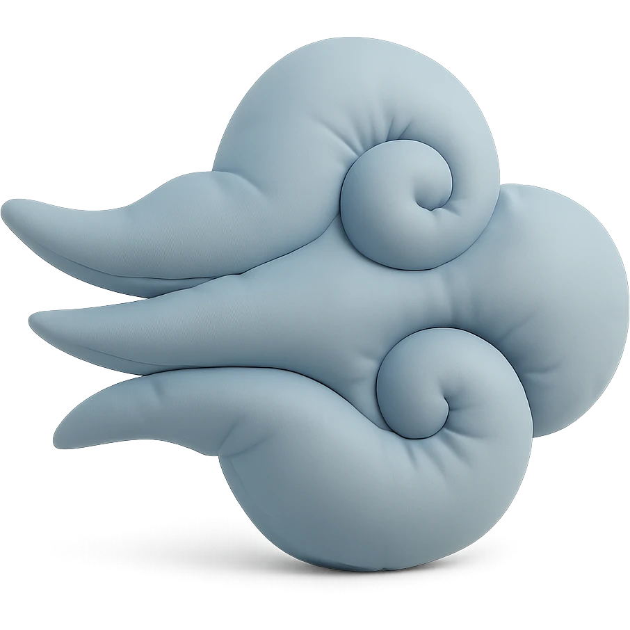 gusts of wind, stylized and soft cushion style emoji