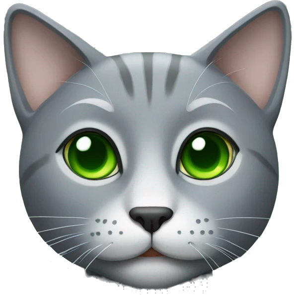 Grey cat with green eyes emoji