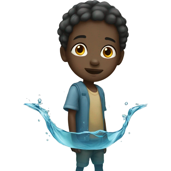 African kid looking water emoji