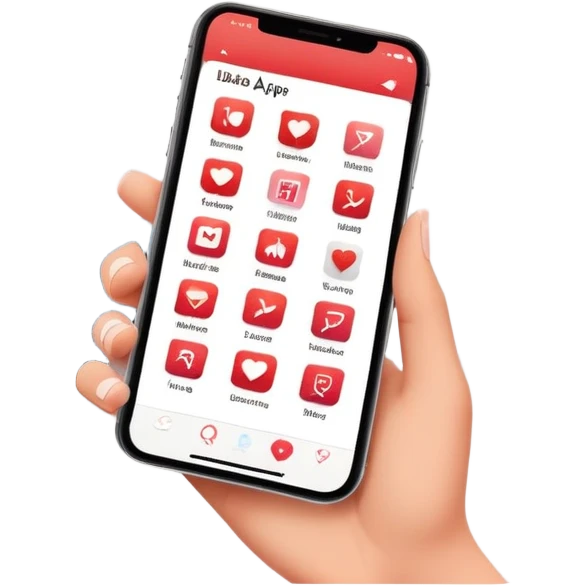 smartphone displaying a Tinder-like dating app interface, but with interior design rooms instead of people profiles, with like and dislike buttons emoji
