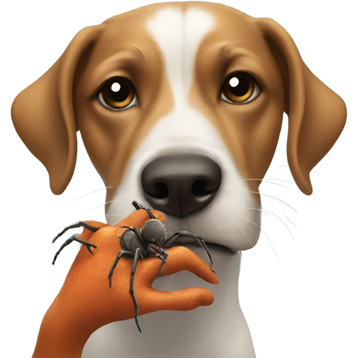 Dog kissing a spider emoji