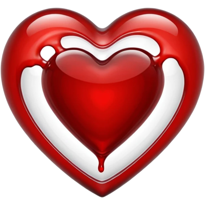 ultra-clear glass heart filled with red blood liquid, highly glossy, transparent emoji