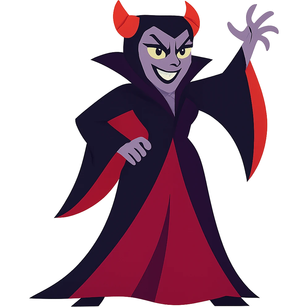 villainess, vibrant cartoon style, evil expression, powerful pose emoji