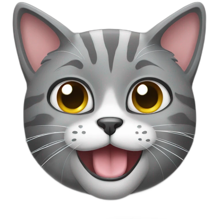 Gray cat shows his tongue emoji