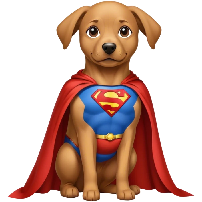 Dog wearing a Superman cape emoji