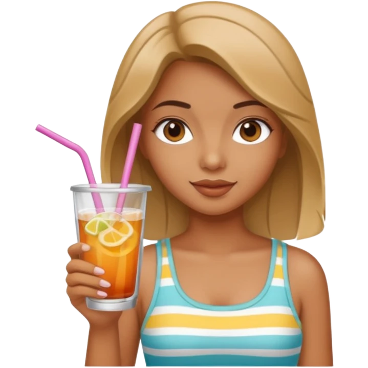 girl with drink , beach style glass emoji