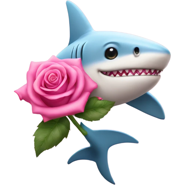 pink shark holding a rose emoji
