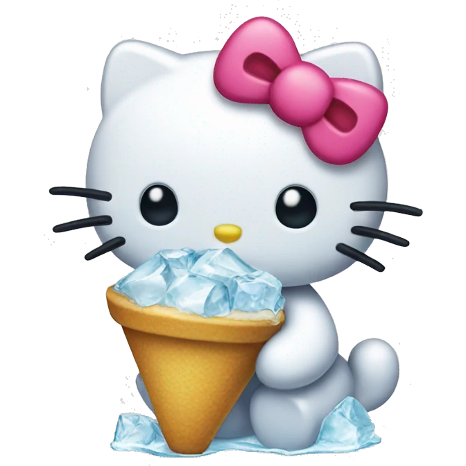 Hello kitty eating ice emoji