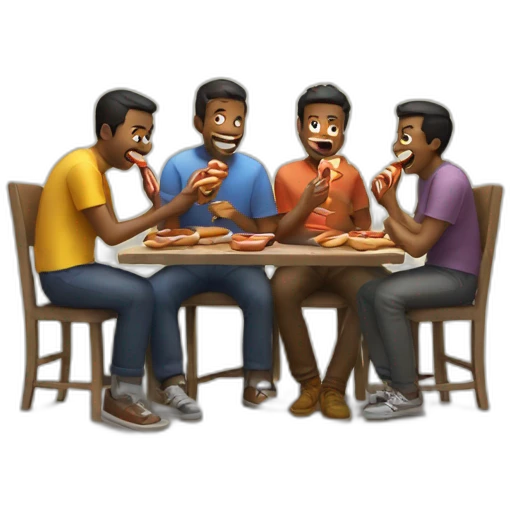 4 men eating hotdogs emoji