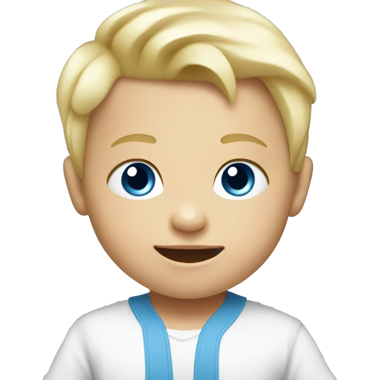 Blonde blue eyes baby boy playing  emoji
