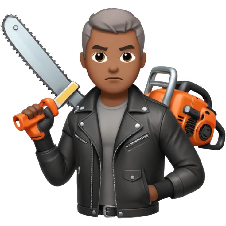 Ashy slashy with chain saw on his right hand emoji
