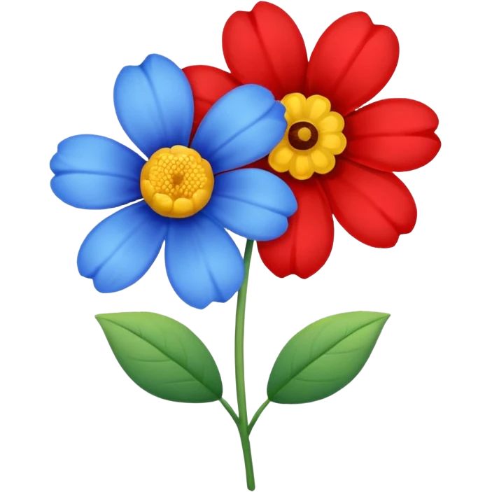 One Yellow flower and one blue flower with red band  emoji