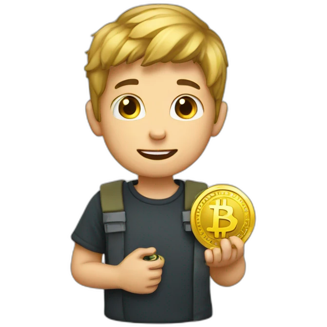 A boy with crypto coin emoji