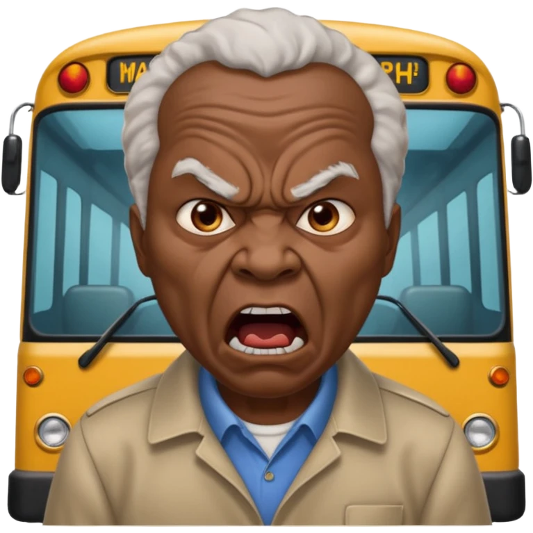 african uncle telling somone to get off the bus let him be angry. emoji