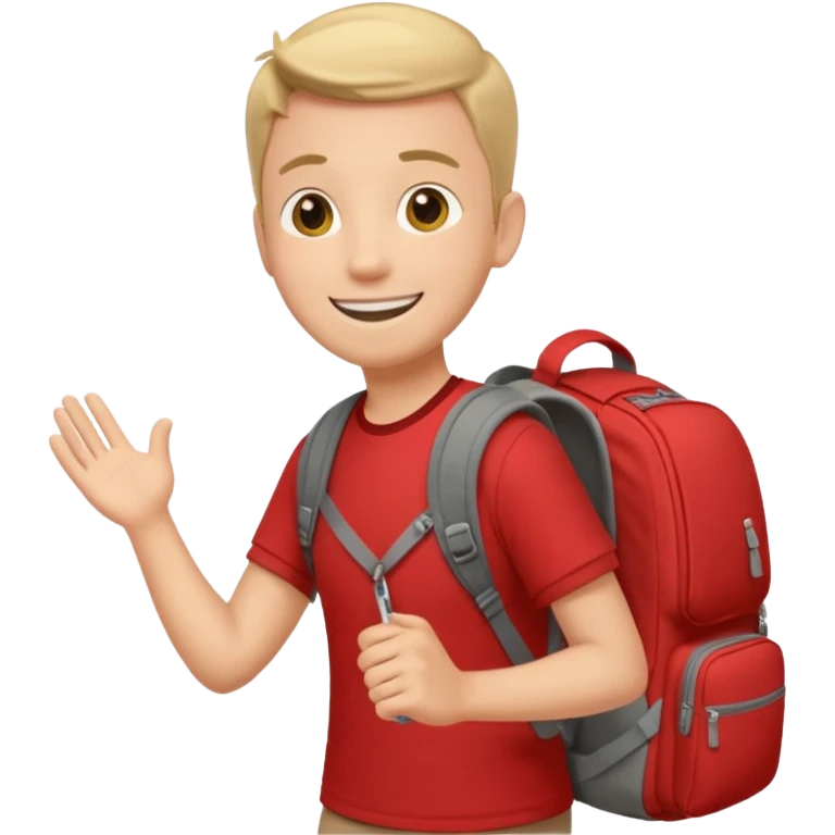 Tourist Character in Red Shirt Moving with purpose through the terminal. emoji