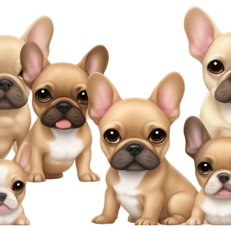 Baby brown and tan French bulldog with fawn French bulldog friends emoji