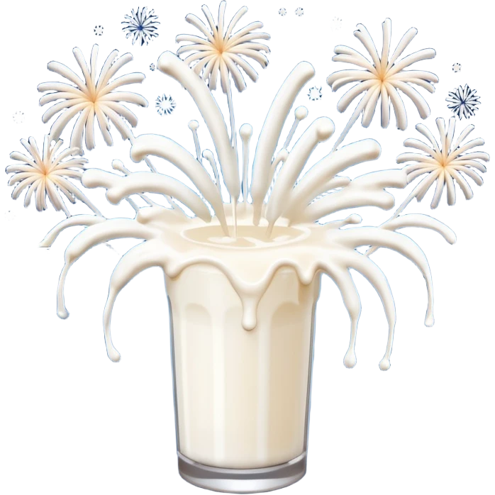 Fire works made of milk for the new year that say 2026 emoji