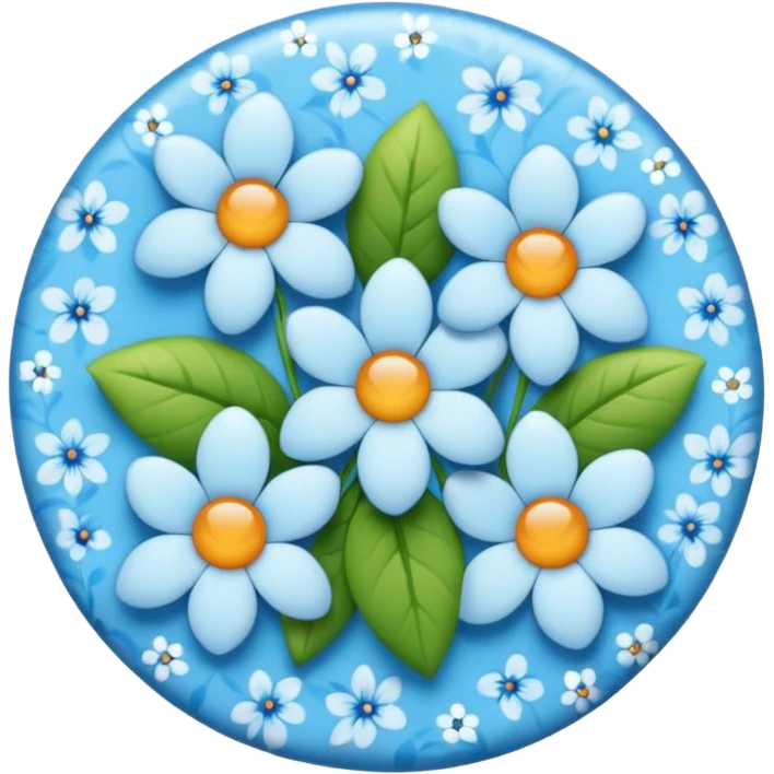 An emoji with a blue floral pattern on the sides and a white checkmark in the middle. emoji