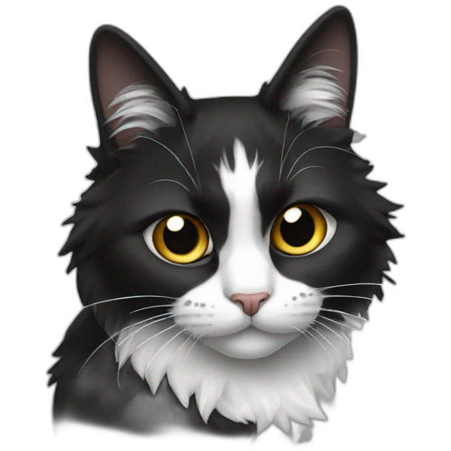 Chat poil long noir et blanc emoji