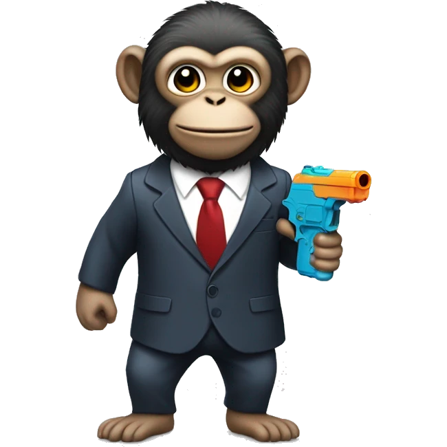 monkey in a suit and a water pistol in his hand emoji