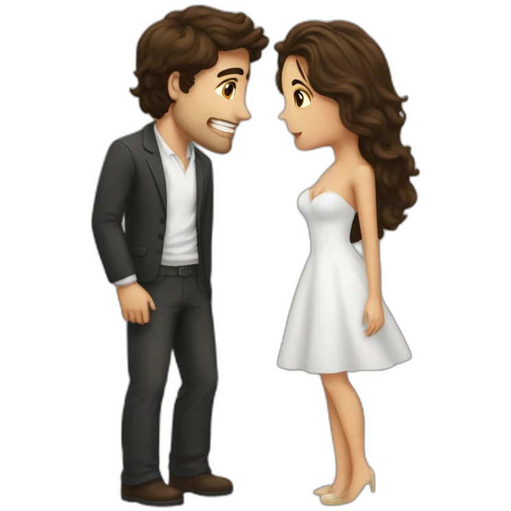 brune petite kiss a white tall guy emoji