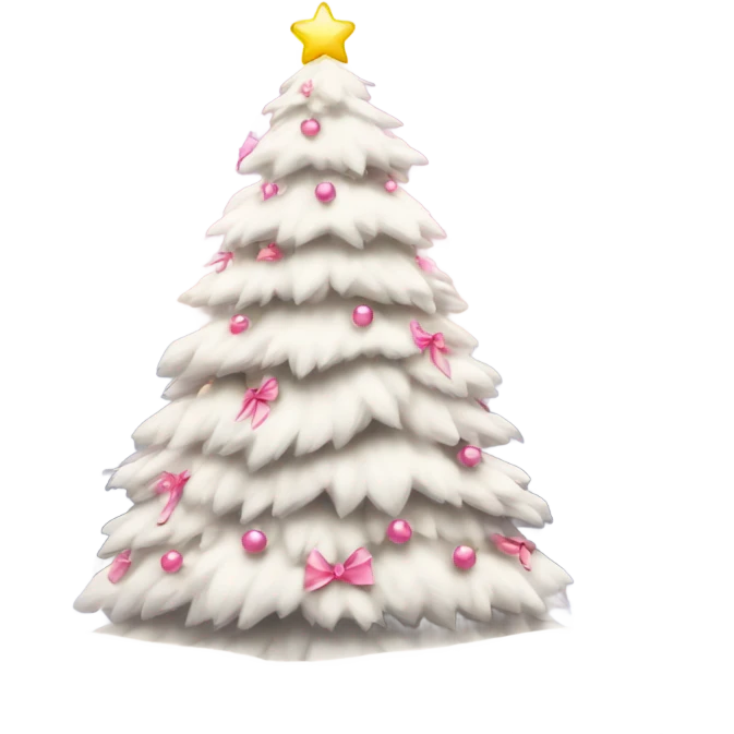 white christmas tree with pink bows christmas mood emoji