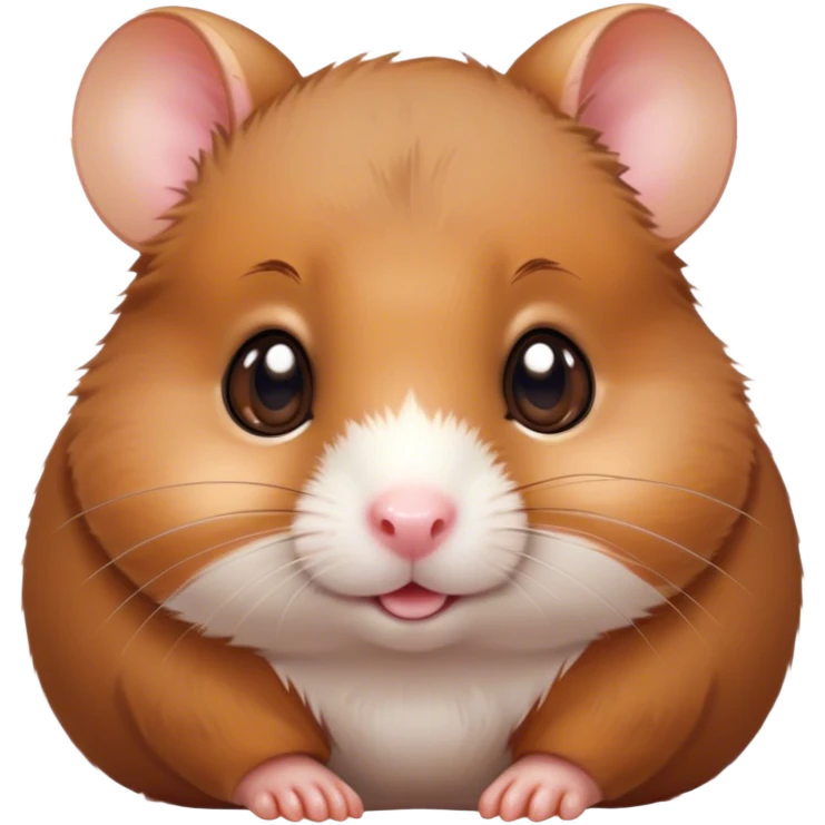 Cinematic Cute Brown Hamster Portrait Emoji, Head tilted playfully and inquisitively, featuring a glossy, rich brown fur with a delicate sheen, round, sparkling dark eyes filled with curiosity, Simplified yet irresistibly adorable features, highly detailed, glowing with a warm, friendly glow, high shine, affectionate and lively, stylized with a touch of whimsy, bright and endearing, soft glowing outline, capturing the essence of a mischievous yet loving hamster, so playful it feels like it could dash out of the screen and into your arms! emoji