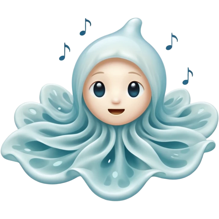 A floating creature that sings by pushing air through hollow chambers in its body like a living wind instrument. Its tone shifts as it drifts higher or lower. emoji