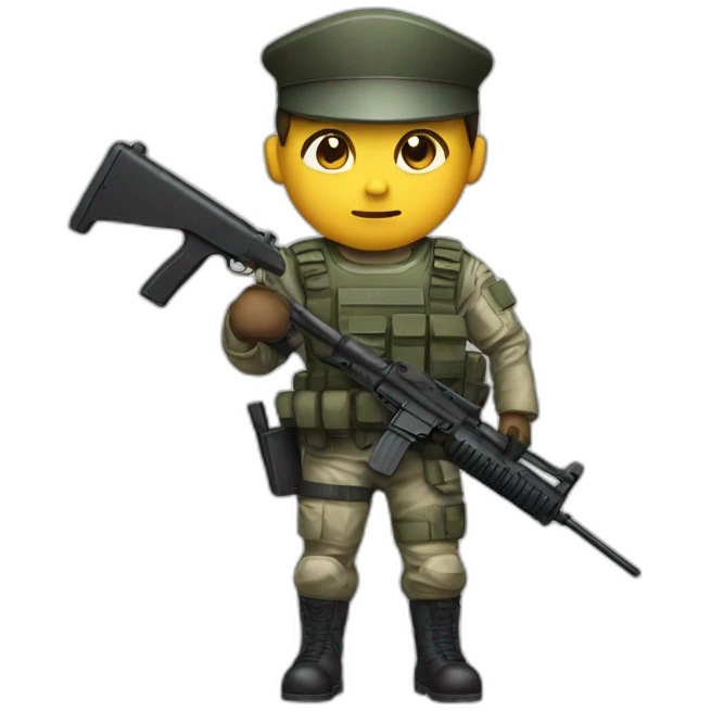 Special forces policeman in military clothing with a weapon in one hand and a shield in the other emoji