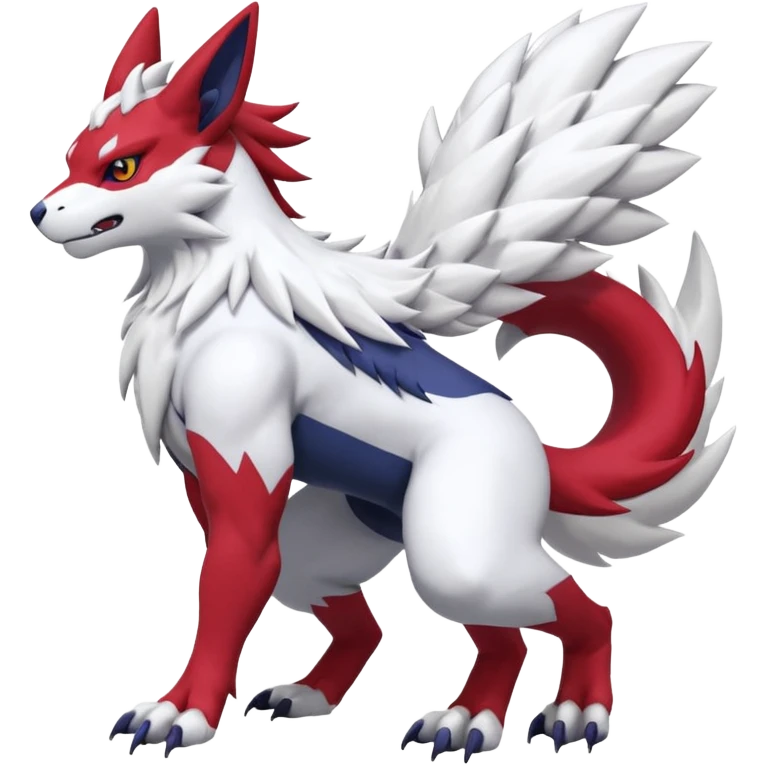 Garurumon-Zangoose-Renamon-Absol-fusion-hybrid-creature (full body) emoji