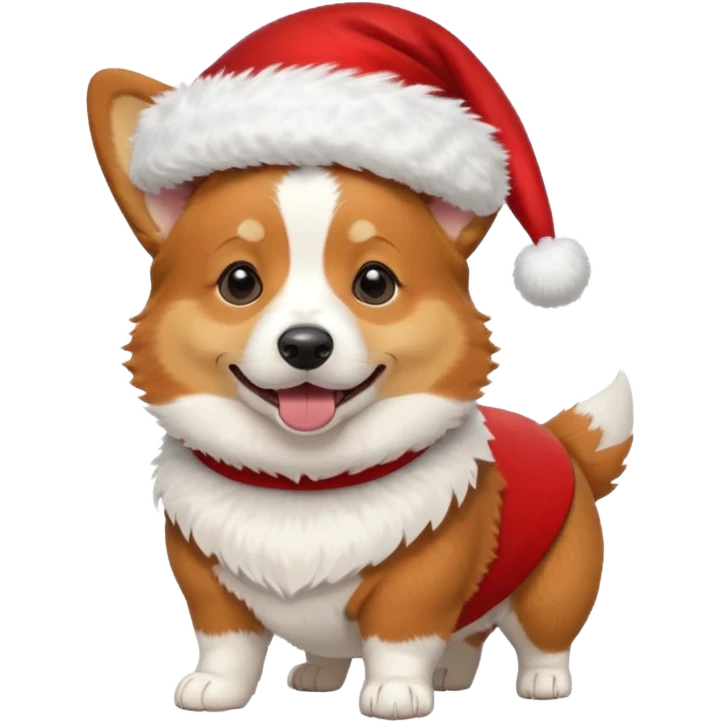 tricolor corgi with santa hat on emoji