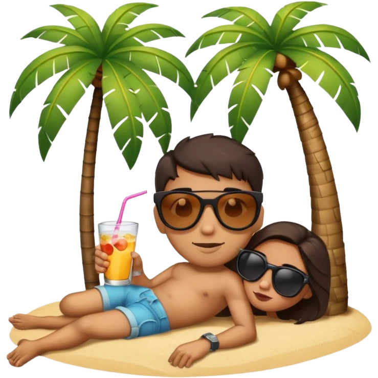 bomb in sunglasses sipping a drink and laying under a palm tree emoji